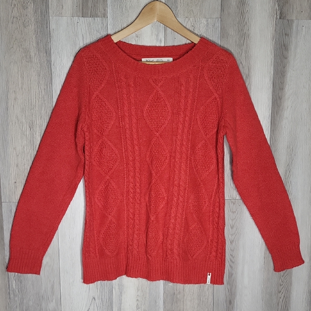Woolrich Womens Medium Wool Mohair‎ Blend Cable Knit Sweater Classic Preppy
